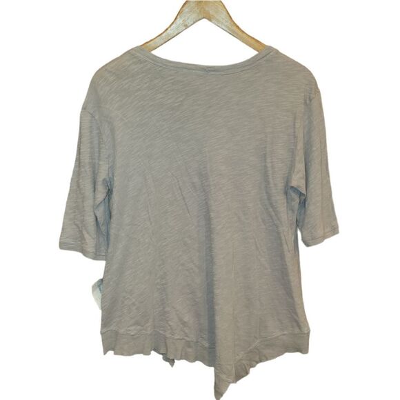 NWT Jethro Neiman Marcus Gray Gray Distressed Hem Asymmetrical Top Tshirt M - Picture 5 of 12